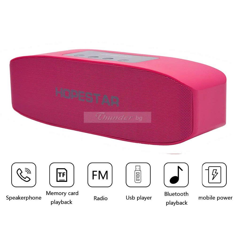 2-в-1 Bluetooth колонка HOPESTAR H11+ Power Bank, USB/micro SD card/AUX, FM радио, литиево-йонна батерия, розова
