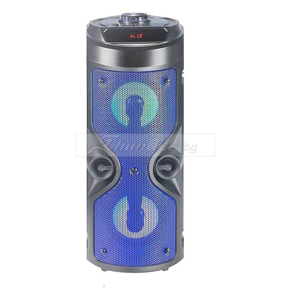 Караоке Тонколона 2x4\" MK-8895, Микрофон, Bluetooth, FM радио, micro SD/USB/AUX, Светлинни ефекти, черно-синьо