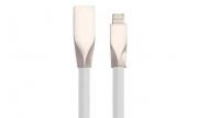 Кабел за iPhone5, лентов, бял, 1 метър