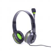 Слушалки SY-GX30, подвижен микрофон, 3.5мм стерео жак, чернo-зеленеи