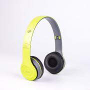 Безжични слушалки P47, Bluetooth, MP3 плеър, FM радио, micro SD вход, вграден микрофон, Сив / Зелен